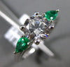 1.42CT DIAMOND & AAA COLOMBIAN EMERALD 14KT WHITE GOLD 3 STONE ENGAGEMENT RING