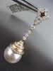 LARGE .90CT DIAMOND & AAA SOUTH SEA PEARL 18K WHITE & ROSE GOLD HANGING EARRINGS
