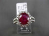 ESTATE LARGE 2.99CT DIAMOND & AAA RUBY 18KT WHITE GOLD OVAL HALO ENGAGEMENT RING