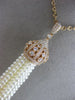 ESTATE EXTRA LARGE 1.50CT DIAMOND & AAA PEARL 18KT ROSE GOLD 3D TASSLE NECKLACE