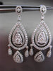 ESTATE LARGE 4.23CT DIAMOND 18KT WHITE GOLD 3D PEAR SHAPE HALO HANGING EARRINGS