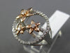 ESTATE LARGE 1.03CT DIAMOND 14K WHITE & ROSE GOLD 3D SHOOTING STAR LOVE RING F/G