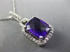 ESTATE LARGE 2.70CT DIAMOND & AMETHYST 14KT WHITE GOLD HALO EMERALD CUT PENDANT