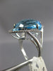 ESTATE LARGE 14.43CT DIAMOND & AAA BLUE TOPAZ 14KT WHITE GOLD 3D FLOWER FUN RING