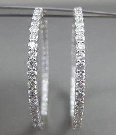 ESTATE LARGE 6.07CT DIAMOND 14K WHITE GOLD 3D DOUBLE SIDED CLASSIC HOOP EARRINGS