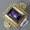 ESTATE .98CT DIAMOND & AAA AMETHYST 14KT YELLOW GOLD 3 STONE FILIGREE FUN RING