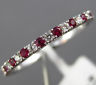 ESTATE .28CT DIAMOND & AAA RUBY 18KT WHITE GOLD SEMI ETERNITY ANNIVERSARY RING