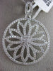 ESTATE LARGE 1.63CT DIAMOND 18K WHITE GOLD OPEN FLOWER CIRCULAR FLOATING PENDANT