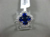 ESTATE 1.38CT DIAMOND & AAA SAPPHIRE 18KT WHITE GOLD 3D SQUARE FLOWER LOVE RING