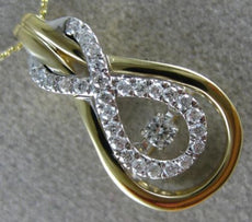 .20CT DIAMOND 14KT 2 TONE GOLD ROUND SOLITAIRE INFINITY DANCING DIAMOND PENDANT