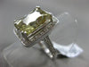 ESTATE LARGE 4.76CT DIAMOND & GREEN TOPAZ 14K WHITE GOLD 3D HALO ENGAGEMENT RING