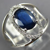 ESTATE LARGE 1.53CT DIAMOND & AAA SAPPHIRE 14KT WHITE GOLD OVAL ENGAGEMENT RING