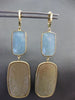 ESTATE LARGE 14KT YELLOW GOLD 3D AAA BLUE CHELCEDONY HAMMERED HANGING EARRINGS