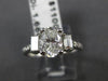 ESTATE GIA 1.66CT DIAMOND 14KT WHITE GOLD 3D OVAL 3 STONE ENGAGEMENT RING #20255