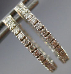 ESTATE .70CT DIAMOND 14KT WHITE GOLD 3D DOUBLE SIDED HOOP HUGGIE EARRINGS #17968