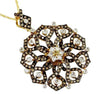 ESTATE 1.80CT WHITE & CHOCOLATE FANCY DIAMOND 14KT YELLOW GOLD 3D FLOWER PENDANT