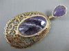 EXTRA LARGE 2.70CT DIAMOND & SLICED AMETHYST 14K ROSE GOLD OVAL HANGING EARRINGS