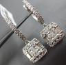 ESTATE LARGE 1.50CT DIAMOND 18KT WHITE GOLD 3D SQUARE CLUSTER HANGING EARRINGS