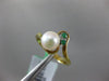 ESTATE .05CT AAA EMERALD & SOUTH SEA PEARL 14KT YELLOW GOLD 3D ANNIVERSARY RING