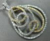 ESTATE LARGE 1.37CT DIAMOND 18KT 2 TONE GOLD TEAR DROP INTERTWINING FUN PENDANT