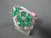 ESTATE LARGE 2.01CT DIAMOND & AAA EMERALD 18K WHITE GOLD DOUBLE FLOWER LOVE RING