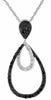 .72CT WHITE & BLACK DIAMOND 14KT WHITE GOLD 3D OPEN TEAR DROP FLOATING PENDANT