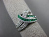 ESTATE WIDE .91CT DIAMOND & AAA EMERALD 18KT WHITE GOLD 3D LOVE KNOT FUN RING