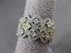 ESTATE WIDE 2.50CT WHITE & FANCY YELLOW DIAMOND 18K WHITE GOLD INTERTWINING RING