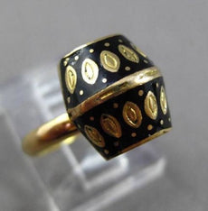 ANTIQUE 22KT YELLOW GOLD HANDCRAFTED BLACK ENAMEL 3D FUN RING ONE OF KIND #23900