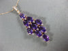 ESTATE 3.32CT DIAMOND & AAA AMETHYST 14KT ROSE GOLD 3D CLUSTER TEAR DROP PENDANT