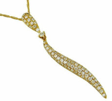 .68CT DIAMOND 14KT YELLOW GOLD 3D MULTI ROW CLASSIC SWIRL WAVE FUN PENDANT