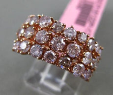 ESTATE LARGE 2.67CT PINK DIAMOND 18K ROSE GOLD 3D 3 ROW WEDDING ANNIVERSARY RING