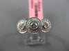 ESTATE .92CT DIAMOND 18KT WHITE GOLD 3 STONE PAST PRESENT FUTURE HALO BEZEL RING