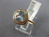 ESTATE 1.44CT DIAMOND & AAA AQUAMARINE 14KT ROSE GOLD 3D SQUARE ENGAGEMENT RING