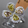 ESTATE 1.52CTW WHITE & PINK & YELLOW DIAMOND 18KT TWO TONE GOLD FLOWER FUN RING