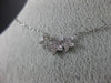 ESTATE .13CT DIAMOND 14K WHITE GOLD CLASSIC PAVE THREE STAR FLOWER LOVE NECKLACE