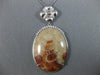 ESTATE LARGE 26.30CT DIAMOND & AAA CORAL 14KT WHITE GOLD 3D OVAL FLOWER PENDANT