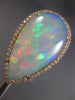 ESTATE EXTRA LARGE 8.53CT DIAMOND & AAA OPAL 14KT ROSE GOLD TEAR DROP HALO RING