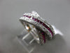 ESTATE WIDE 2.04CT DIAMOND & AAA RUBY 14KT WHITE GOLD 3D CRISS CROSS LOVE RING