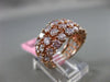 ESTATE LARGE 2.67CT PINK DIAMOND 18K ROSE GOLD 3D 3 ROW WEDDING ANNIVERSARY RING