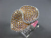 EXTRA LARGE 3.19CT WHITE & PINK DIAMOND 18K WHITE & ROSE GOLD 3D HEART LOVE RING