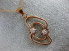 ESTATE LARGE .45CT DIAMOND 18KT ROSE GOLD 3D DOUBLE FLOWER FLOATING FUN PENDANT