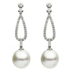 ESTATE LARGE .78CT DIAMOND & AAA SOUTH SEA PEARL 18K WHITE GOLD HANGING EARRINGS