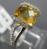 ESTATE 2.17CT DIAMOND & AAA EXTRA FACET CITRINE 14KT WHITE GOLD TENSION FUN RING