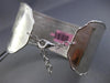 ESTATE WIDE .90CT DIAMOND 14KT WHITE GOLD HAMMERED FLEXIBLE CUFF BANGLE BRACELET