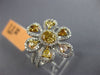ESTATE LARGE 1.46CT MULTI COLOR DIAMOND 14KT 2 TONE GOLD MULTI SHAPE FLOWER RING