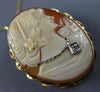 ESTATE .02CT OLD MINE DIAMOND 14KT 2 TONE GOLD LADY CAMEO PENDANT BROOCH #21219