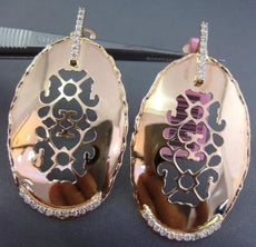 ESTATE LARGE .58CT DIAMOND 14KT ROSE GOLD OVAL FILIGREE CLIP ON HANGING EARRINGS