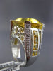 LARGE 15.62CT DIAMOND & AAA CITRINE 14KT WHITE GOLD 3D SQUARE FILIGREE FUN RING