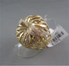 ANTIQUE WIDE  1.60CT DIAMOND 18KT YELLOW GOLD 3D OPEN FILIGREE FLOWER LEAF RING